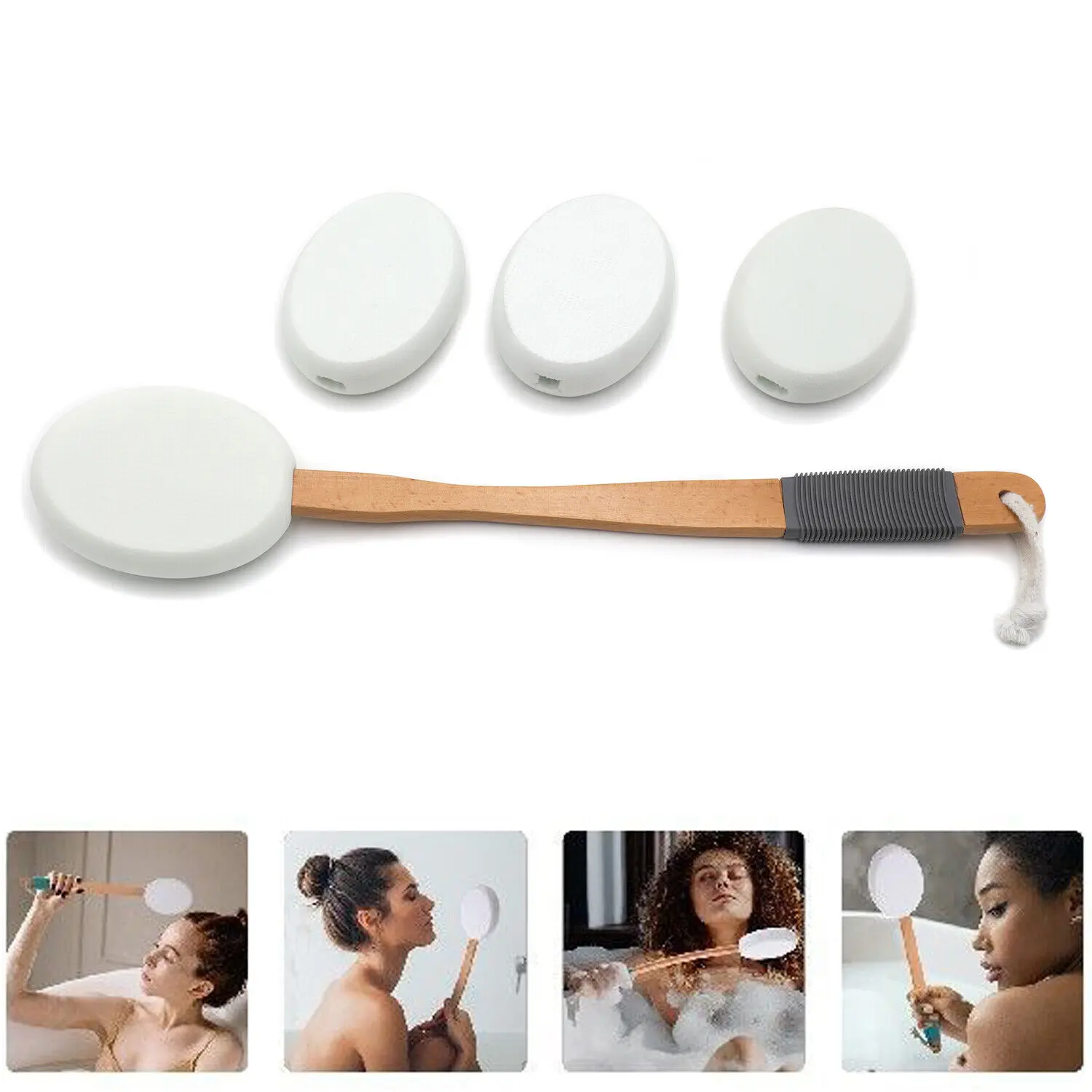 HTTMT- Daily Living Long Handle Lotion Applicator/Bath Body Brush For Back Body Tanning Skin Cream shower