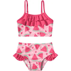 Little Girls Two Piece Mermaid Bikini Set Ruffle Adjustable Summer Beach Bathing Swimsuit 3-7 Years for Kids