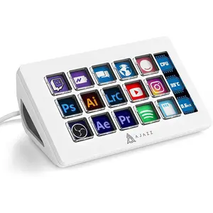 The AJAZZ AKP153 studio controller keyboard, Custom Keyboard, has 15 programmable LCD buttons powered by USB and support macro definition and panel control. It supports multiple systems and is suitable for live video editing and music production