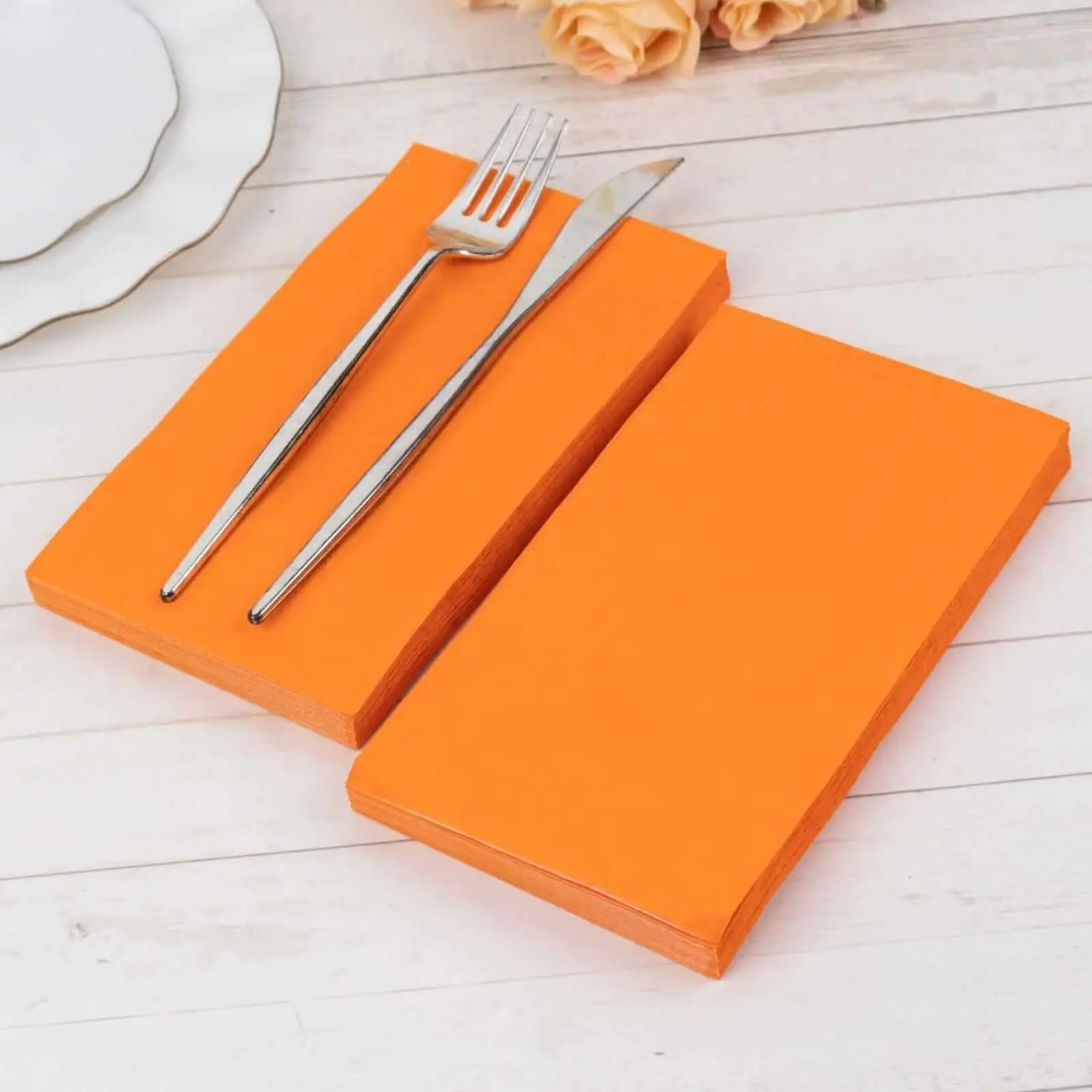 50-Pack 2-Ply Thick Soft Texture Orange Paper Napkins, Kitchen & Tableware for Dinners, Party Events - Pack of 50 Napkins, Graduation Galas, Anniversaries