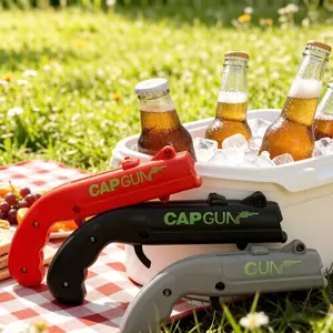 cap gun bottle opener launcher shooter funny shooting gun creative beverage bottle opener, suitable for party games, family gatherings, outdoor barbecues