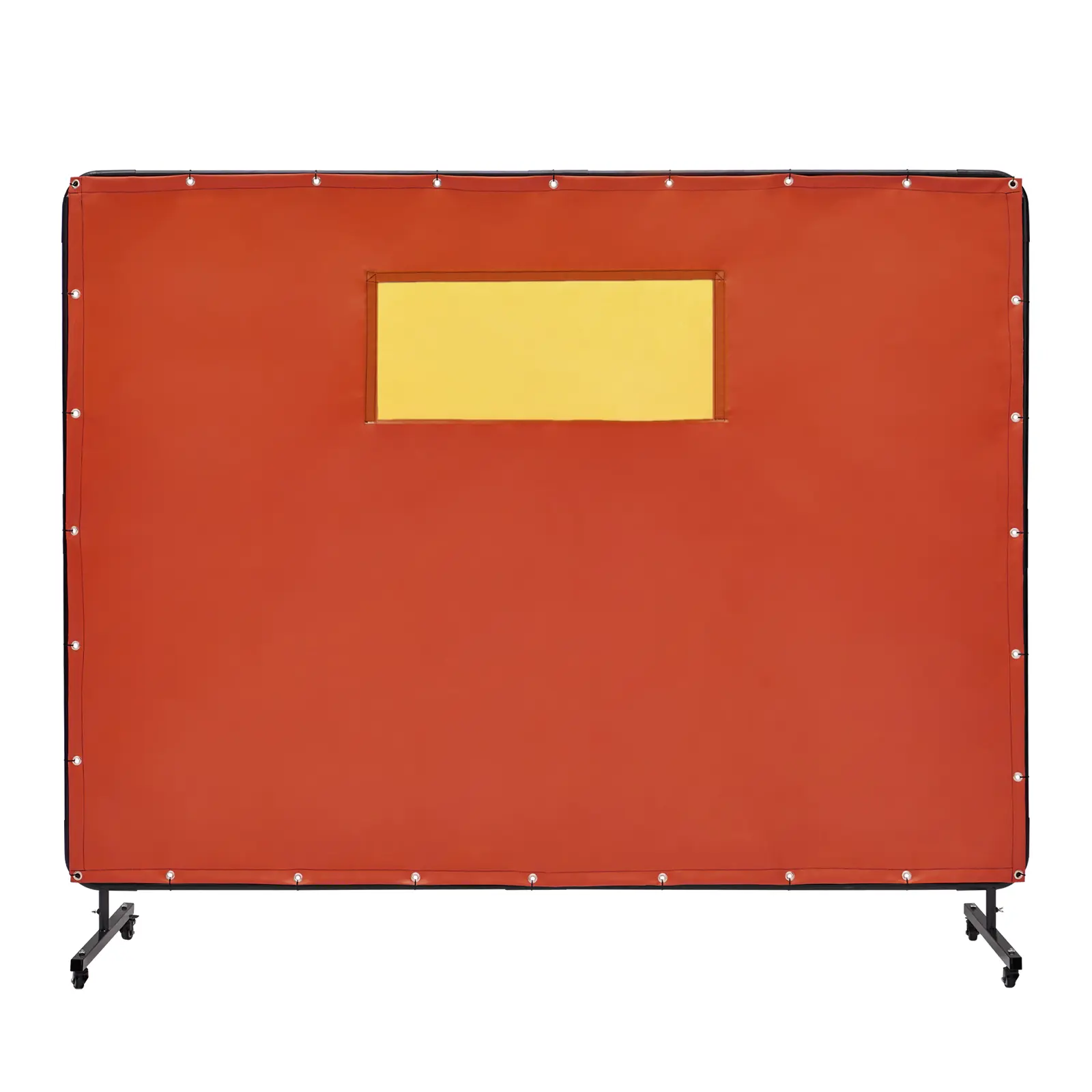 【Summerfinds】VEVOR Welding Screen with Frame 6' x 8' Welding Curtain ScreensFlame-Resistant Vinyl Welding Protection Screen with 4 Swivel Wheels (2 Lockable) & Transparent Window for Workshop/IndustrialRed