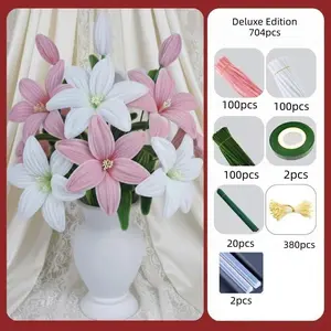 704 Piece Twist Tube Lily Flower Arrangement Cleaner Set, DIY Handmade Bouquet Kit, Perfect for Mother's Day, Graduation, Valentine's Day Gifts, Artificial Bouquets