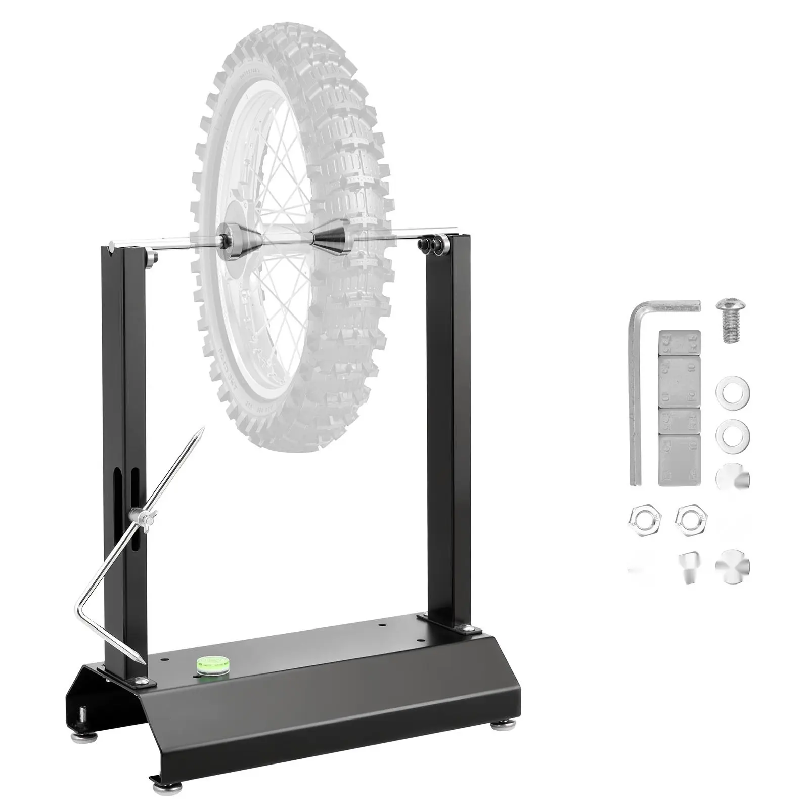 Motorcycle Wheel Balancer and Tire Balancer Stand with 88.2 Lbs Capacity, Precision Truing Stand, Adjustable Centering Cones and Truing Pointer, Stable Frame, Balancing Tools for Most Motorcycles and Bicycles, 32-Inch Diameter