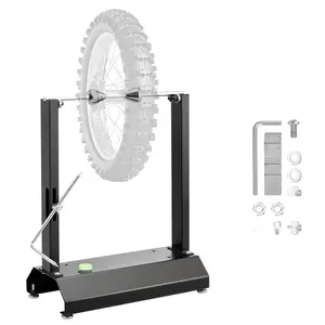 Motorcycle Wheel Balancer and Tire Balancer Stand with 88.2 Lbs Capacity, Precision Truing Stand, Adjustable Centering Cones and Truing Pointer, Stable Frame, Balancing Tools for Most Motorcycles and Bicycles, 32-Inch Diameter