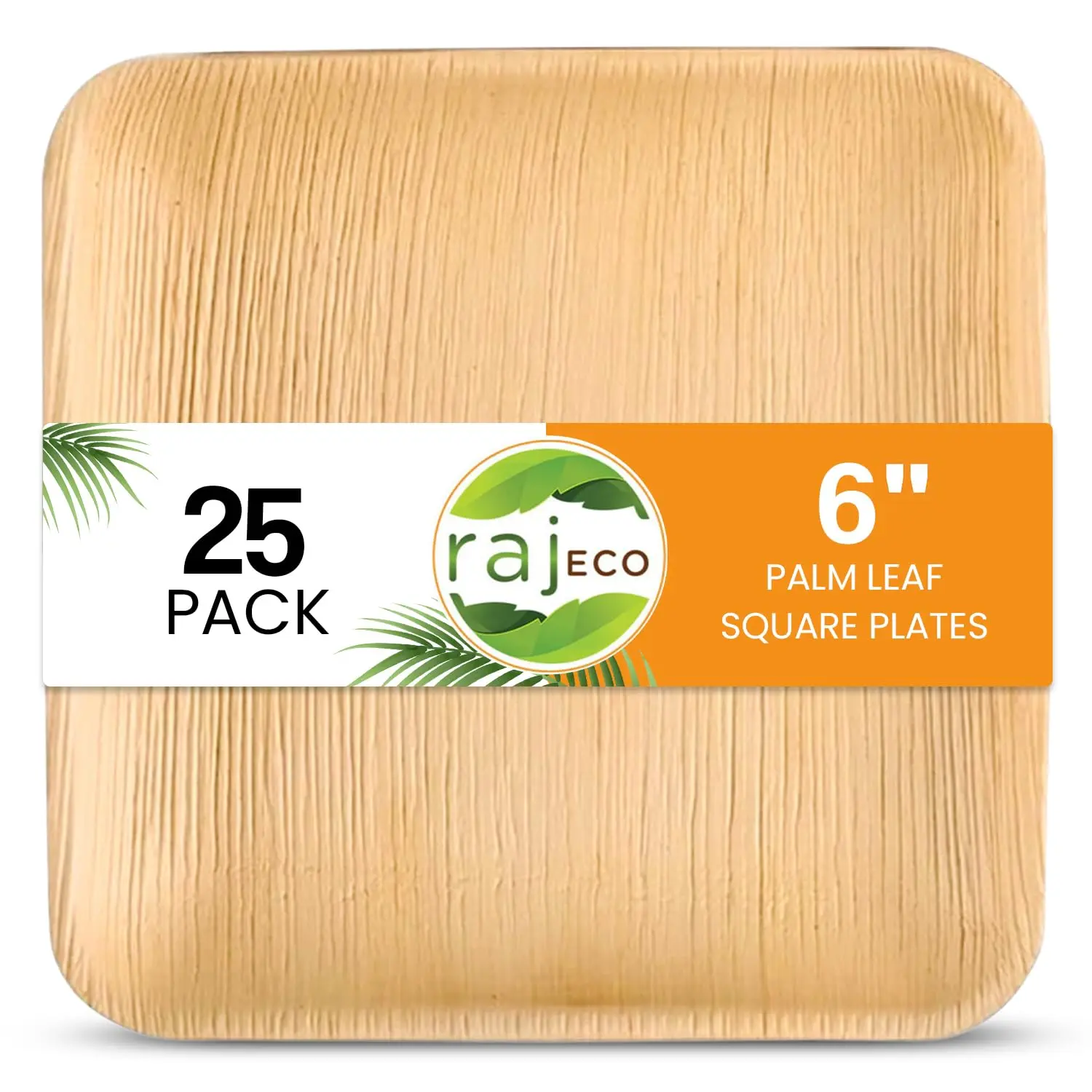 Palm Leaf 6 inch Square Plates