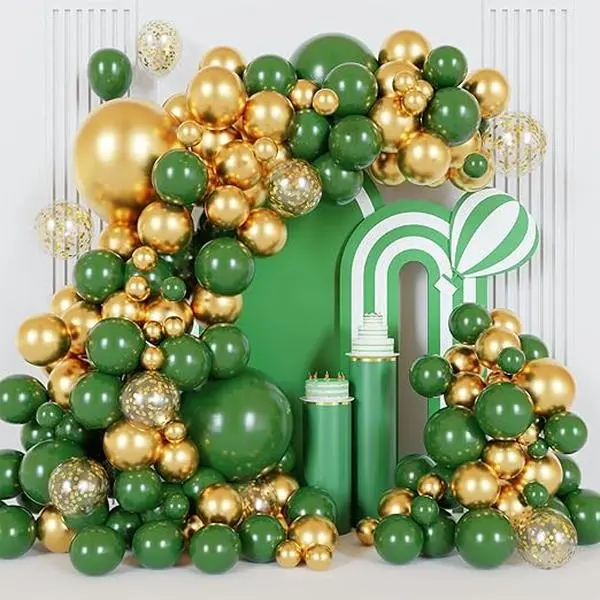 102pcs Green Gold Balloon Arch Kit for Birthday, Jungle, Baby Shower, St. Patrick's Day Decoration