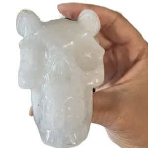 Spooky Calcite Ram Skull for Healing Energy Amplification & Spiritual Growth Ancient Wisdom Symbol Enhances Meditation Focus & Communication witchy Crystal with Horns Halloween