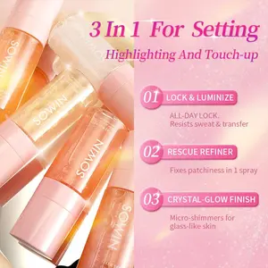 SOWIN Glass Glow Fixer Spray - 3-in-1 Radiant Effect for Setting, Highlighting & Touch-Up - Crystal Clear Film Technology for Long-Lasting Radiance - Ultra-Fine Mist Nozzle for Natural Finish