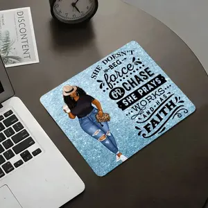 Fashion Girl Inspirational Quote Square Gaming Mouse Pad for Black Women, a desktop decorative protective pad, a rubber anti-slip lockedge pad, washable small size, Made for gaming, It's a great gift for laptop and computer games, Gaming Mousepad