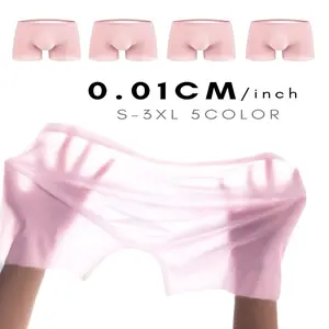4pcs Men's Icy Charm Traceless Plain Color Semi-Sheer Boxers Briefs Cool Thin Breathable Medium Stretch Comfortable