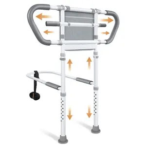 Elderly Safety Guardrail with Extension Legs, Height-Adjustable and Widened Handrails for Bedside Support, Secure Rails to Prevent Falls from Bed