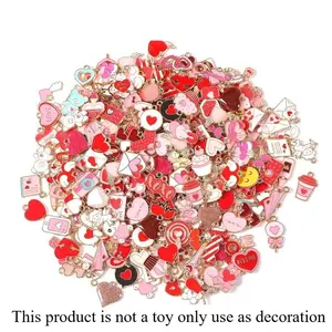 30Pcs Valentine's Day Charms, Valentines Charms for Jewelry Making Gold Enamel Charm Pendants for DIY Crafts Valentine Charm Bracelet Necklace Earrings Making Valentine's Day Gifts