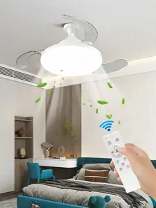 Crystal Ceiling Fan with Light, Modern LED Fan Light with Remote Control, 3 Wind Speeds & Dimmable Lighting, Quiet Motor, E27 Easy Installation, Ideal for Bedroom Living Room Kitchen Home Office Decor