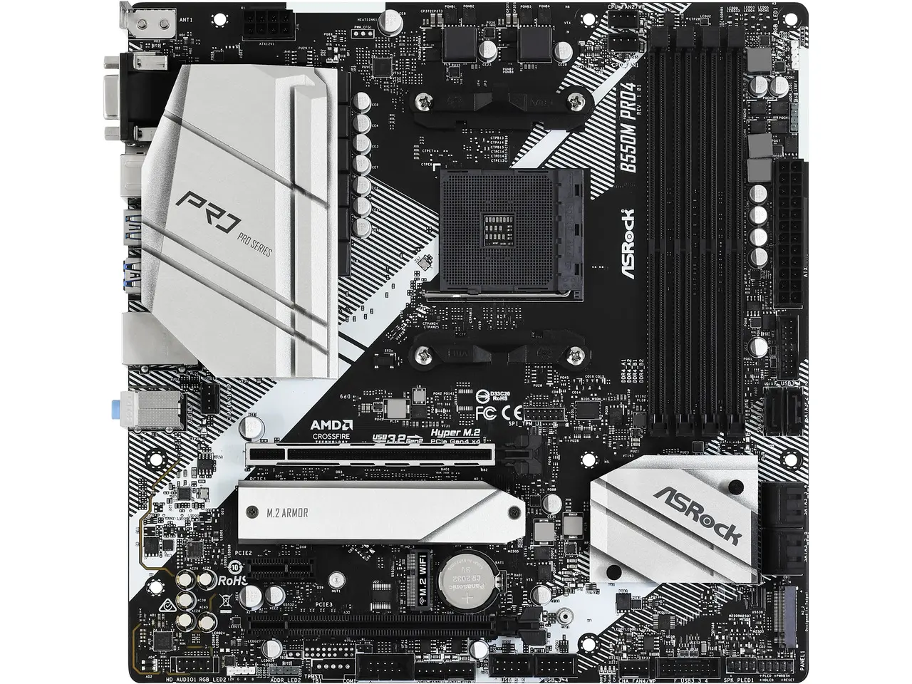 ASRock B550M PRO4 Micro ATX AMD B550 AM4 Motherboard with DDR4 4733 MHz, PCIe 4.0, M.2 and USB 3.2 ASRock B550M PRO4 Micro ATX AMD B550 AM4 Motherboard with DDR4 4733 MHz, PCIe 4.0, M.2 and USB 3.2