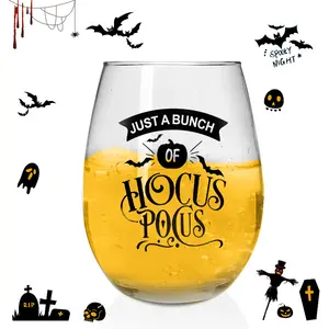 ANOTION Movie Witch Hocus Pocus Stemless Wine Glass: Halloween Drinking & Cocktail Glassware -Hocus Pocus Decor Perfect for Shots, Wine, and Festive Celebrations - 18oz Stylish Gift Packaging Included