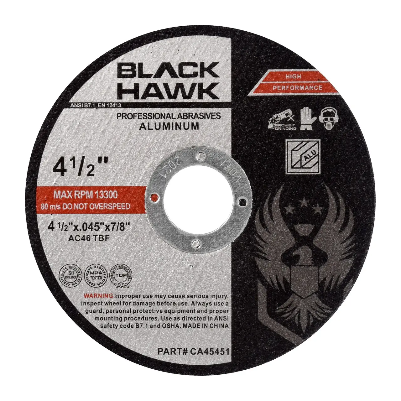 4-1/2" x .045" x 7/8" Cutting Disc for Aluminum - 25 Pack