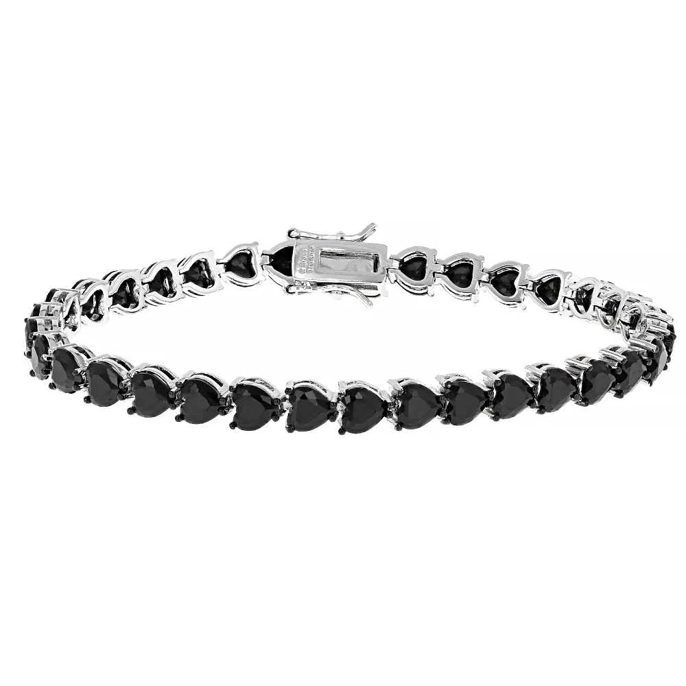 JTV Black Spinel Rhodium Plated Bracelet 16.00ctw