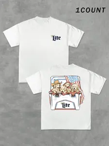 Pepper Dog Beer T-Shirt, July 4th Theme Sweatshirt, Unisex Perfect Drink & Pet Pattern Shirt, Ideal Gift for Various Occasions