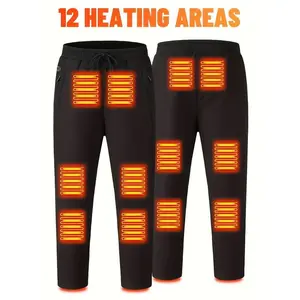 Heated Pants for Men & Women, 12 Heating Zones, Rechargeable Battery, 3 Temperature Settings, Long Lasting Warmth Thermal Pants for Winter Work Outdoor Comfort