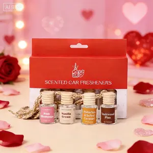 Hanging Car Air Freshener, Fragrance Oil Diffuser with Essential Oils, Long-Lasting Aromatherapy Scents, 4 Pack for Automobiles, Christmas Present, Car Fragrance Set