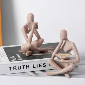 Abstract Art Thinker Sandstone Statue, Modern Home Decor, Living Room Office Shelf, Coffee Table Desk Decoration, Small Sculpture