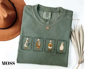 Comfort Colors Reading Tshirt Silly Goose Teacher Shirt Bookish Gifts for Librarian Shirt Book Lover Gift Stamp Shirts Fall Trendy Tshirt