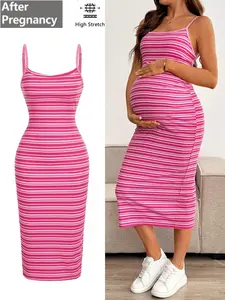 LAFERLIN Striped Design Contour Fitting Vogue Cami Clothing Motherhood Wardrobe Preppy Look