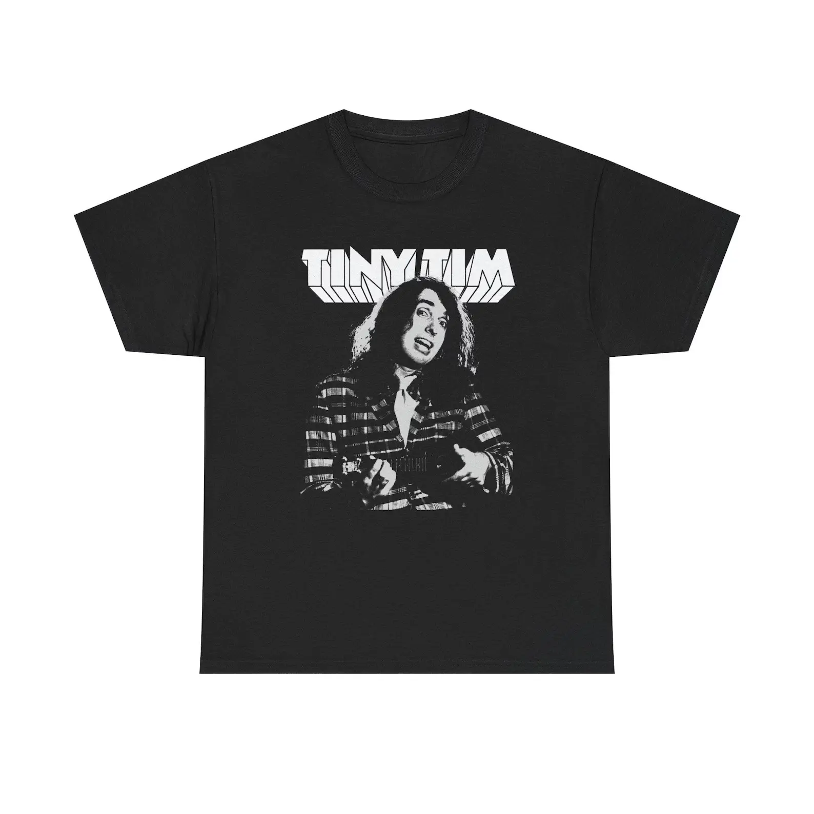 Tiny Tim Retro Musician Graphic Tee, Classic Gildan Heavy Cotton Unisex T-Shirt, Soft Comfortable Premium Print Novelty Shirt, Perfect Gift for Vintage Music Lovers