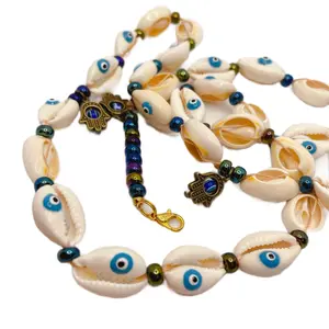 32" Waistbeads with Cowrie Shells and Evil Eye Charms - Includes 32 Cowrie Shells for Unique Decorative Touch
