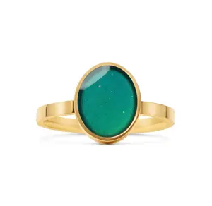 eterla COLOR CHANGING MOOD RING 'icon' 18KT Yellow Gold PVD Coated UNISEX