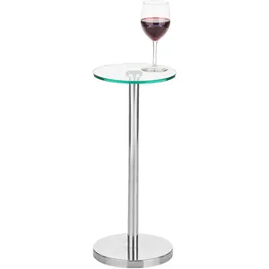 Side Table - Glass Top Nightstand for Bedrooms and Living Rooms - Living Room Table for Lamps and Other Décor - Clear/Chrome