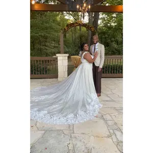 Plunge Neckline Floral Lace Glitter Trumpet Wedding Dress | Charlotte