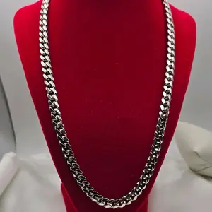 Rhodium Over Sterling Silver 925 Miami Cuban w/ Moissanite Iced Clasp Necklace