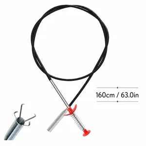 4-Claw Flexible Grabber Reacher Tool with Bendable Hose - Drain Auger, Drain Clog Remover for Hair Small Objects, Pickup Reaching Assist Tool for Litter Pick, Home Sink Use (63 Inch)