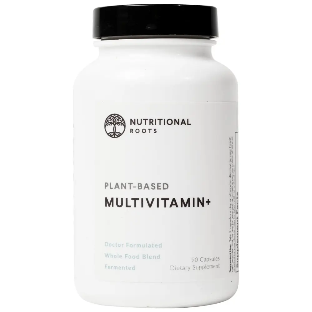 Nutritional Roots Plant-Based Multivitamin+ | Fermented Whole Food Vitamins & Minerals Dietary Supplement with Activated B-Complex, Lichen D3, Organic Superfoods & Greens for Overall Wellness & Daily Energy - 90 Capsules