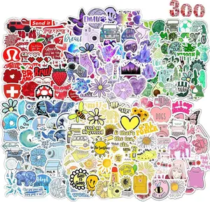 Water Bottle Stickers 300 Pcs VSCO Colored Aesthetic Sticker Pack, Stickers for Kids Adults Teens, Waterproof Vinyl Stickers, Stickers for Laptop Skateboard Computer Phone Journal Cup Guitar Book etc
