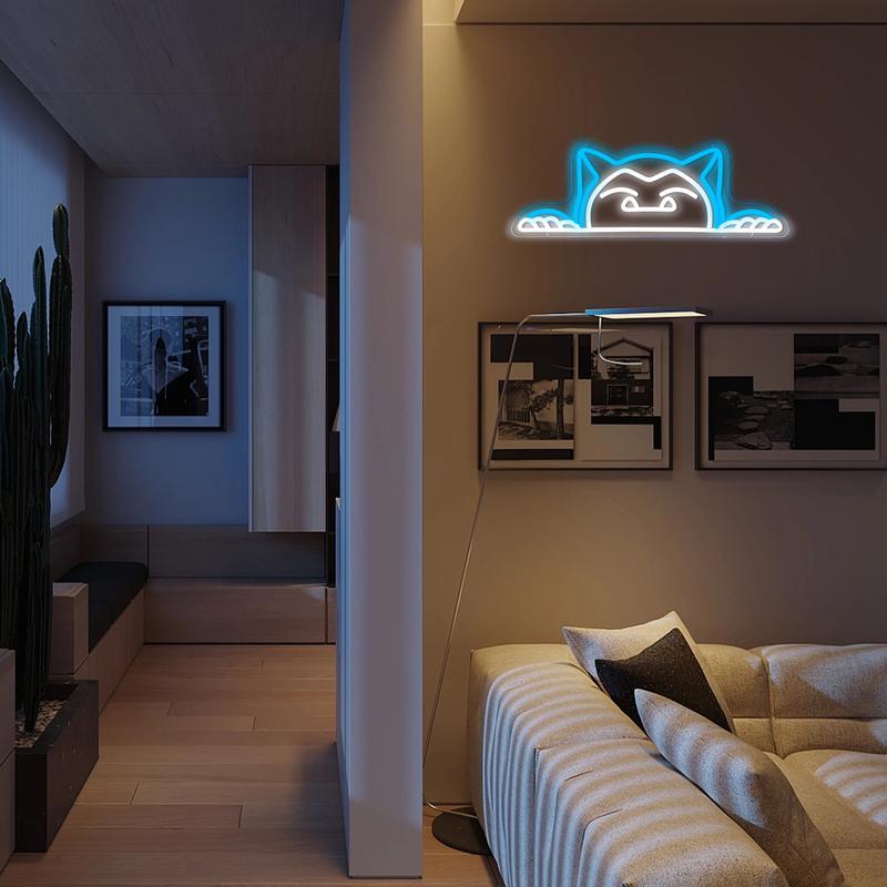 Cute Snorlax-patterned neon sign, USB-powered Snorlax neon light, dimmable neon sign, Decorative neon light, suitable for bedrooms, homes, man caves, game rooms, and restaurants.