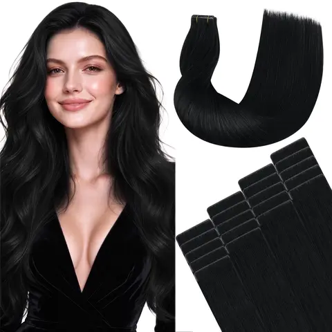 YoungseeHair Invisi Edge Tape in Hair Extensions Human Hair 14-28 Inch 20pcs  Natural Black Invisible Luxury Remy Hair Natural Tape Ins Straight#tiktokshopbacktoschool