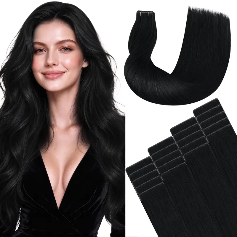 YoungseeHair Invisi Edge Tape in Hair Extensions Human Hair 14-28 Inch 20pcs  Natural Black Invisible Luxury Remy Hair Natural Tape Ins Straight#tiktokshopbacktoschool