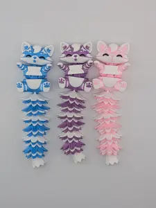5.1 Inch Fluffy Tail Cat Keychain Articulated Mega Wiggle Fidget Buddy