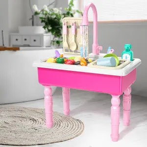 Pink Automatic Circulating Water Sink toys ,Electric Dishwasher Playing Toy with Running Water, Warm Water Color Change Indoor Outdoor Toys Kitchen Toys,Exquisite gifts, Christmas gifts, birthday gifts,
