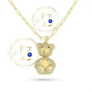 COD2017  Paper Clip Chain with Bear Pendant 18 Inches Long 5 mm Wide Fashion Jewelry