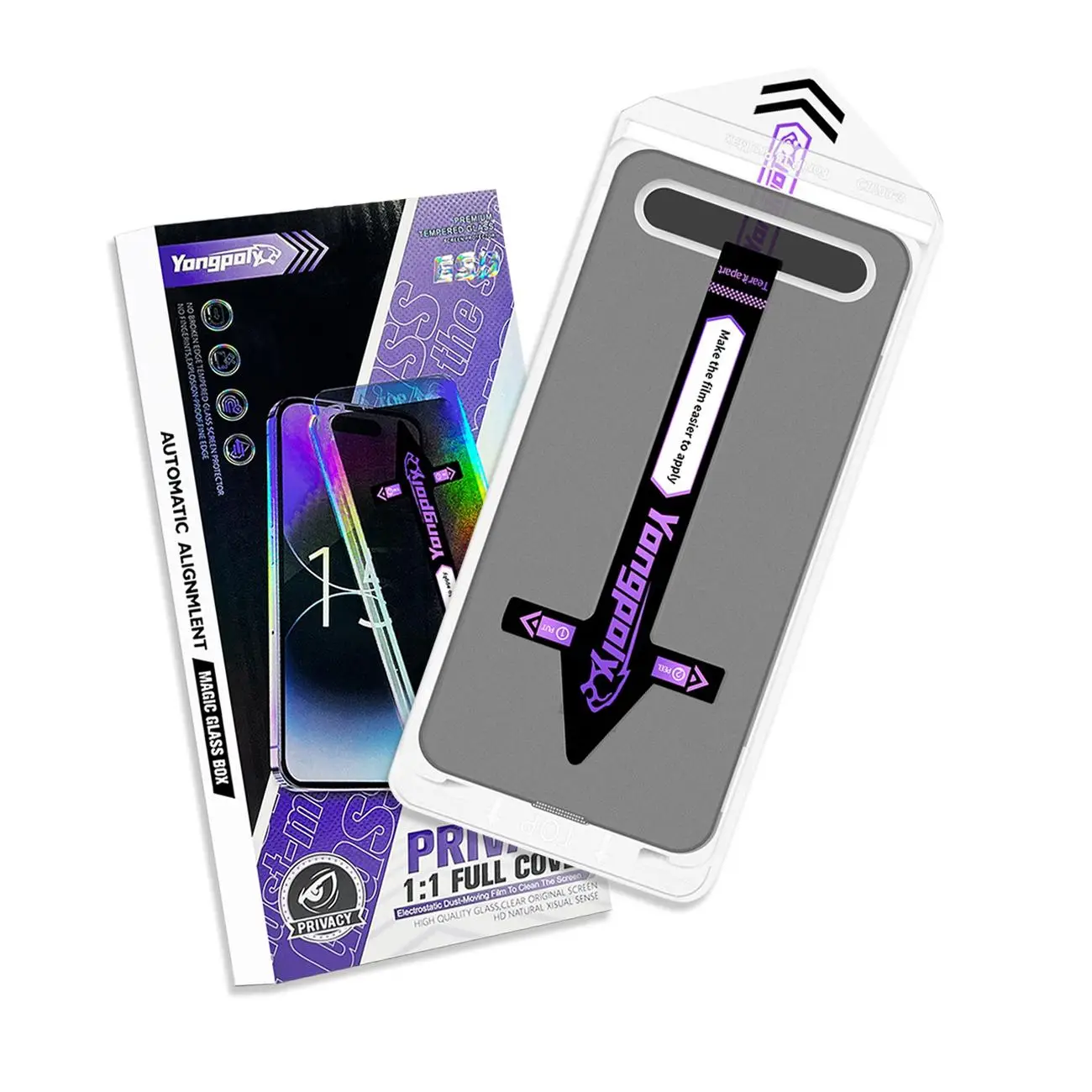 HD/Privacy Phone Screen Protector, Dustproof & Bubble-free Phone Sticker, Auto Positioning Sticker, Auto Dust Removal Screen Protector for iPhone 15 1