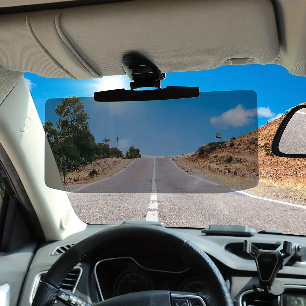 Universal Car Anti-Glare Sun Visor Extender, UV400 Protection HD Clear Lens, Day Sun Glare & Night High Beam Blocker, 5 Second Quick Install Foldable Adjustable Driving Shade, Safe Driving Windshield Sunshade for Most Cars