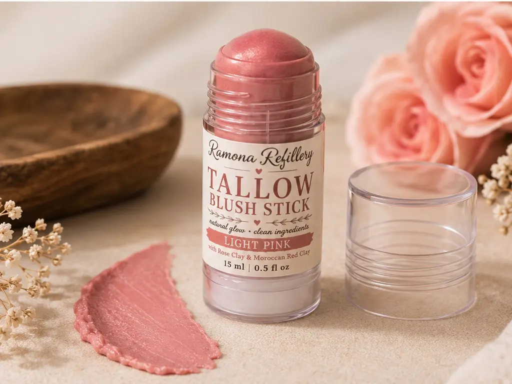 Nourishing Tallow Blush Stick, Long-Lasting Cream Blush for Natural Glow, Beauty & Personal Care Makeup Product