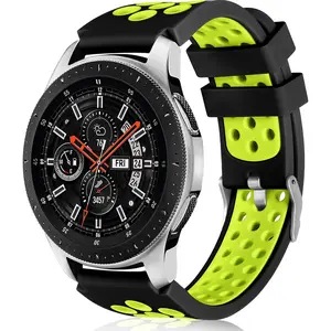 *WBA-PP   Compatible with Samsung Galaxy Watch 3 Bands 45mm,Galaxy Watch 46mm Bands,Gear S3 Frontier, Classic Watch Band, 22mm Soft Silicone Breathable Watch Strap Wristband for Men Women,(Black/Green)