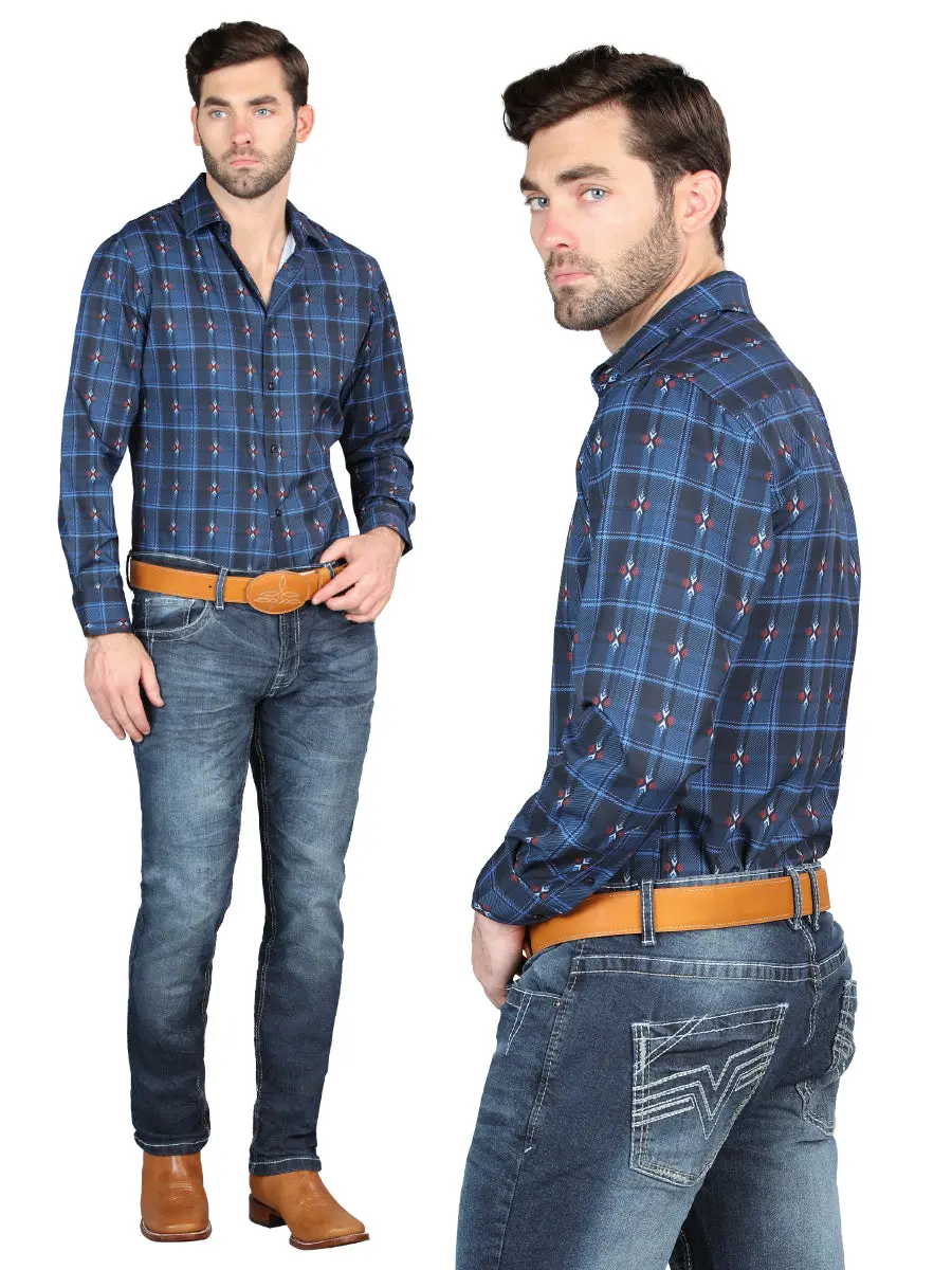 Men's Skinny Fit Slim-Fit Cut Stretch Denim Jeans - 36x32, Embroidered Pockets, Soft Premium Fabric, Medium Blue Wash, Full Length, All Seasons Casual Menswear Item 126631