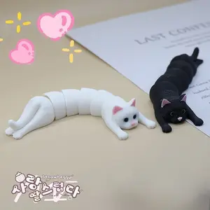 Wobbling Cat Desk Ornament and Fridge Magnet: Mini, Cute, and Soothing Black-and-White Cat Plush Toy, About the Size of Your Palm