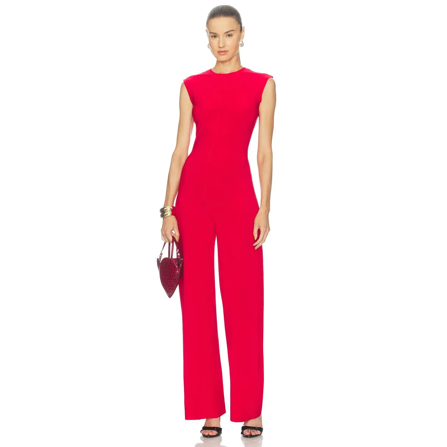 Norma Kamali Sleeveless Jumpsuit in Tiger Red